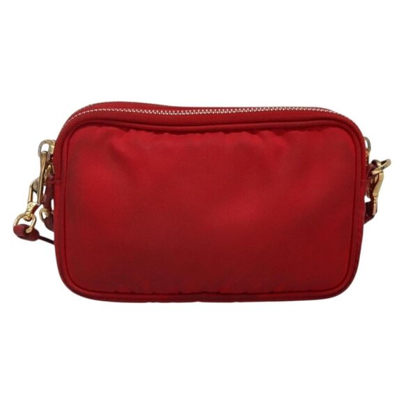 PRADA Shoulder Bag Nylon Red Gold Auth 136649 - Picture 3 of 16